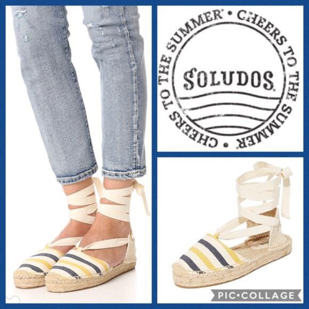 Soludos Striped Platform Gladiator Sandals Size 6